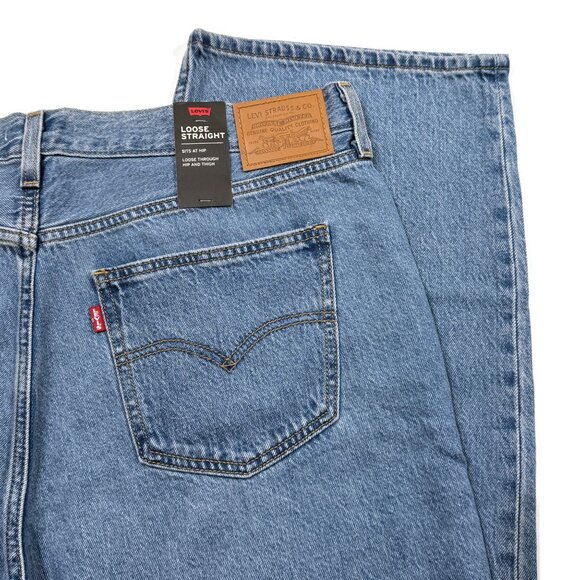 Levis Premium Big E Premium Jeans 33 x 30 Womens Blue NWT Loose Straight Denim - Picture 13 of 16